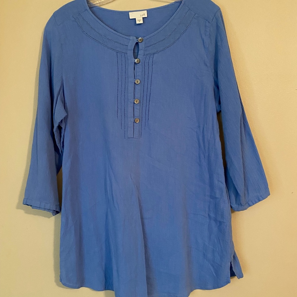 J Jill brushed textured cotton blouse size M